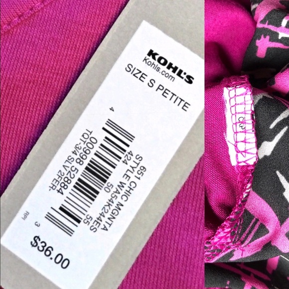 NEW APT9 Chiffon Hem Tee Shirt Magenta Small Petite Women’s NWOT - Picture 12 of 16